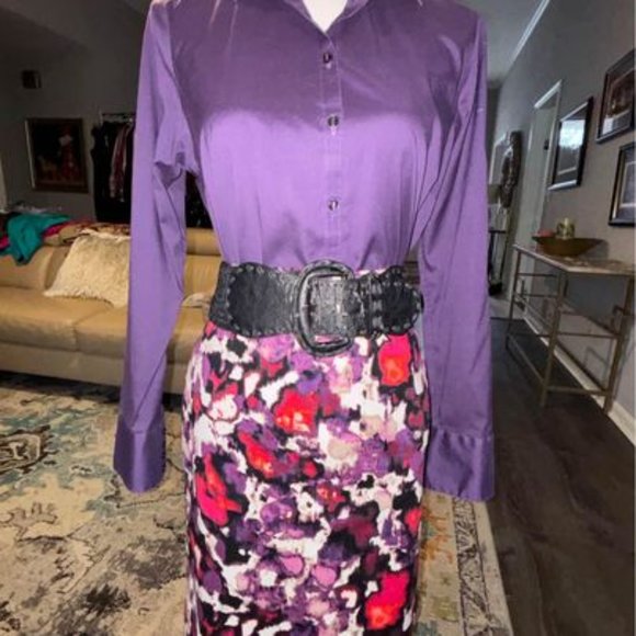 FABULOUS Ann Taylor Floral Watercolor Skirt - Sz 6P - Picture 2 of 4